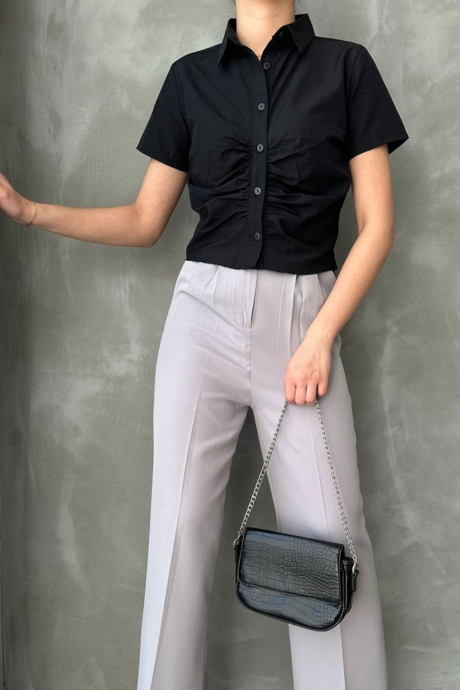 Gimped Gathered Front Blouse - Producer: Topshow - Wholesale Women Clothes - TheBS Women