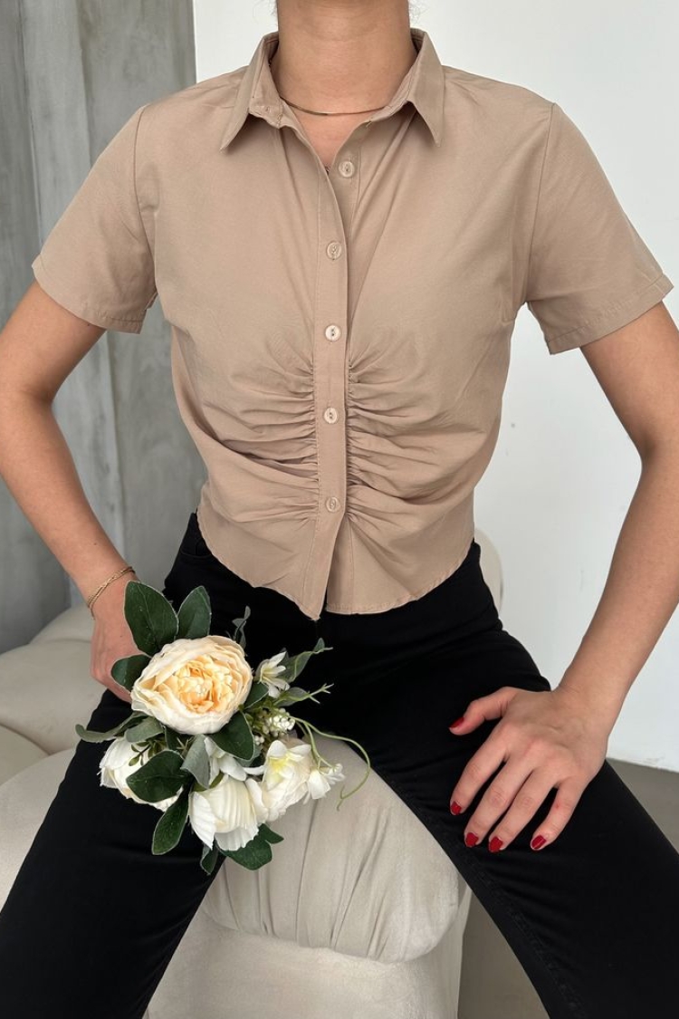 Gimped Gathered Front Blouse - Producer: Topshow - Wholesale Women Clothes - TheBS Women