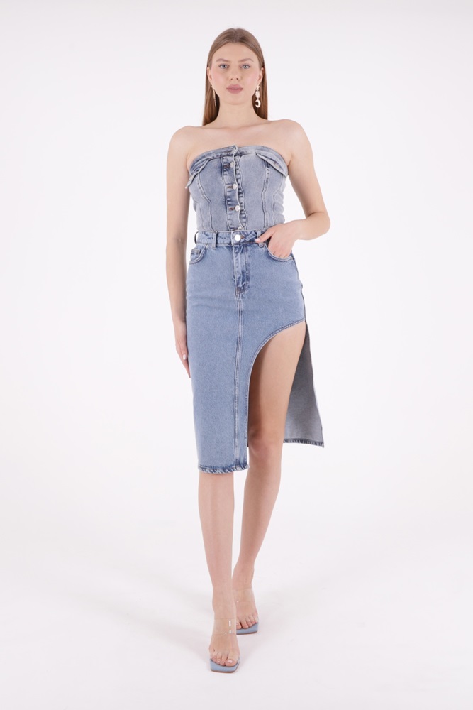 Denim Skirt - Blue - Producer: XLove - Wholesale Women Clothes - TheBS Women