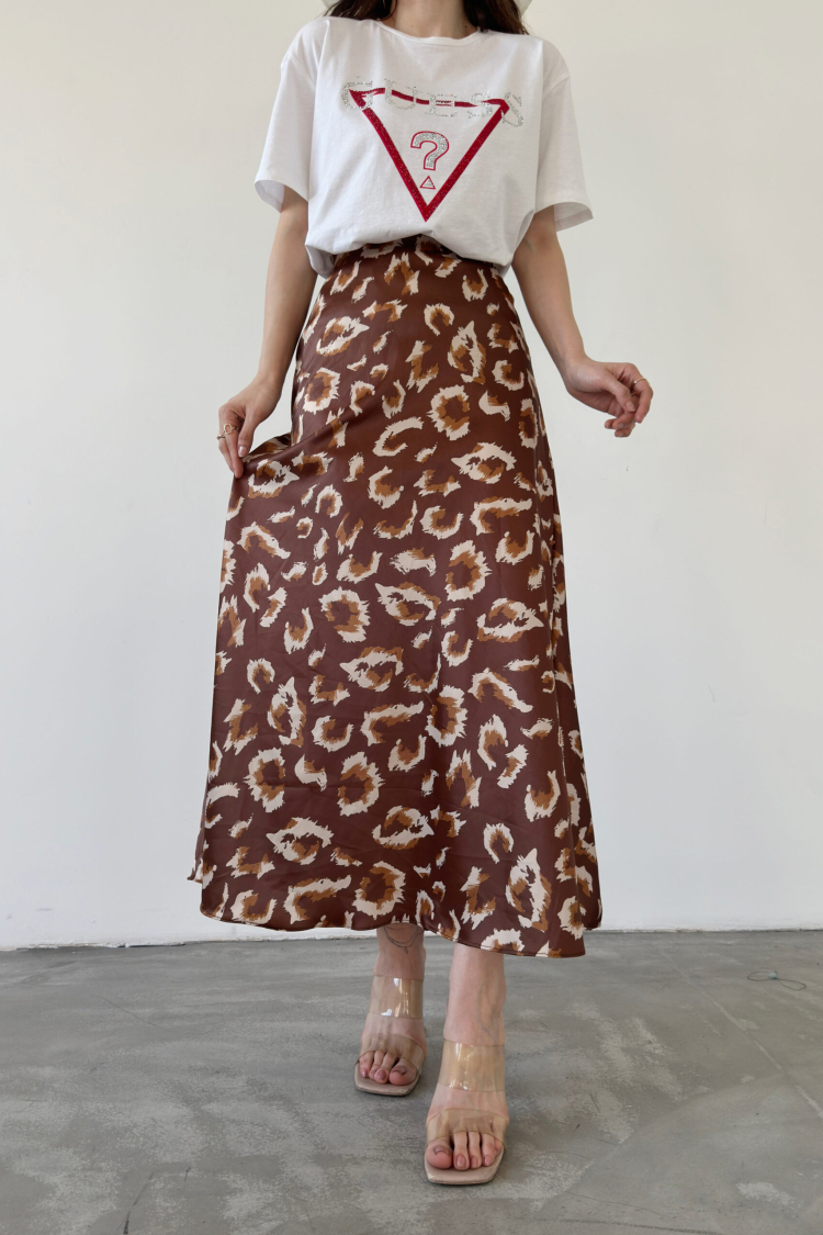 Maxi Length Patterned Satin Skirt - Producer: Fiori - Wholesale Women Clothes - TheBS Women
