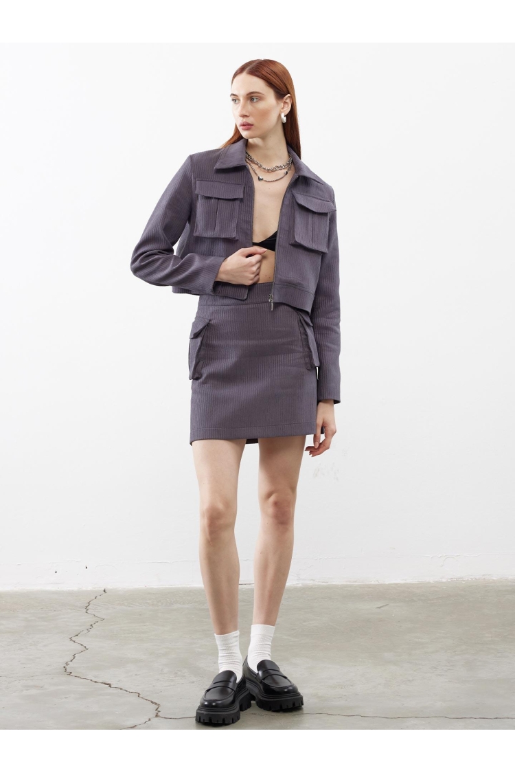 Velvet Pocket Detail Mini Skirt - Brand: Juste - Women & Kids, Baby Clothes Wholesale - TheBS Women