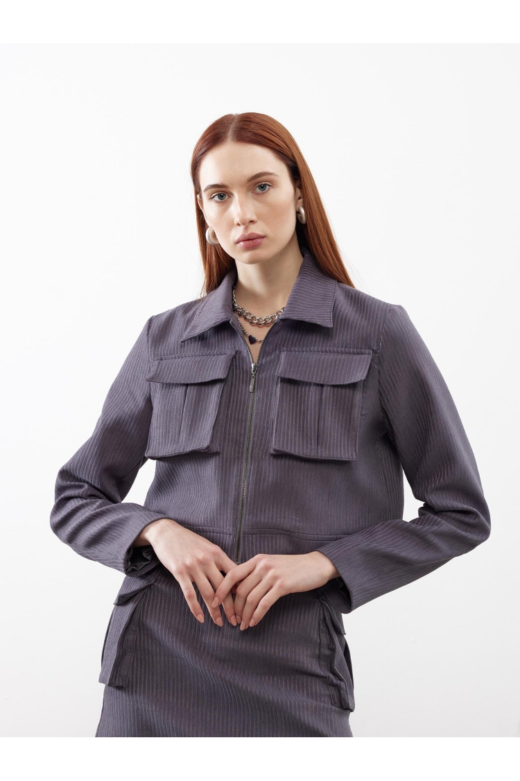 Velvet Pocket Detail Jacket - Brand: Juste - Women & Kids, Baby Clothes Wholesale - TheBS Women