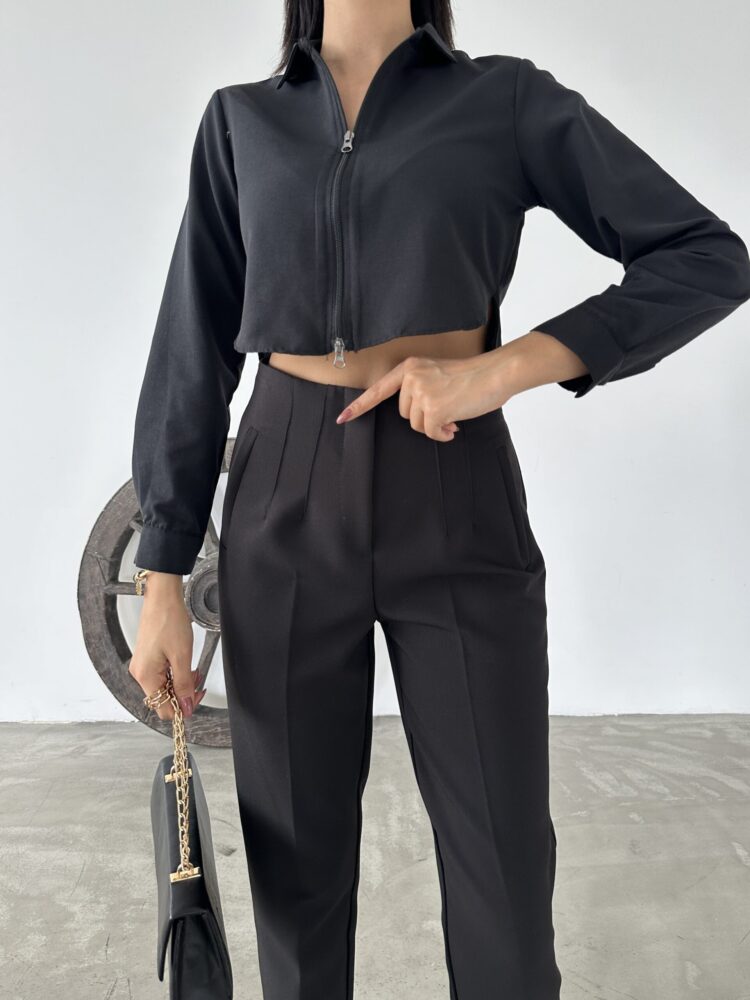 Long Sleeve Zippered Poplin Women's Shirt - Producer: Fiori - Wholesale Women Clothes - TheBS Women