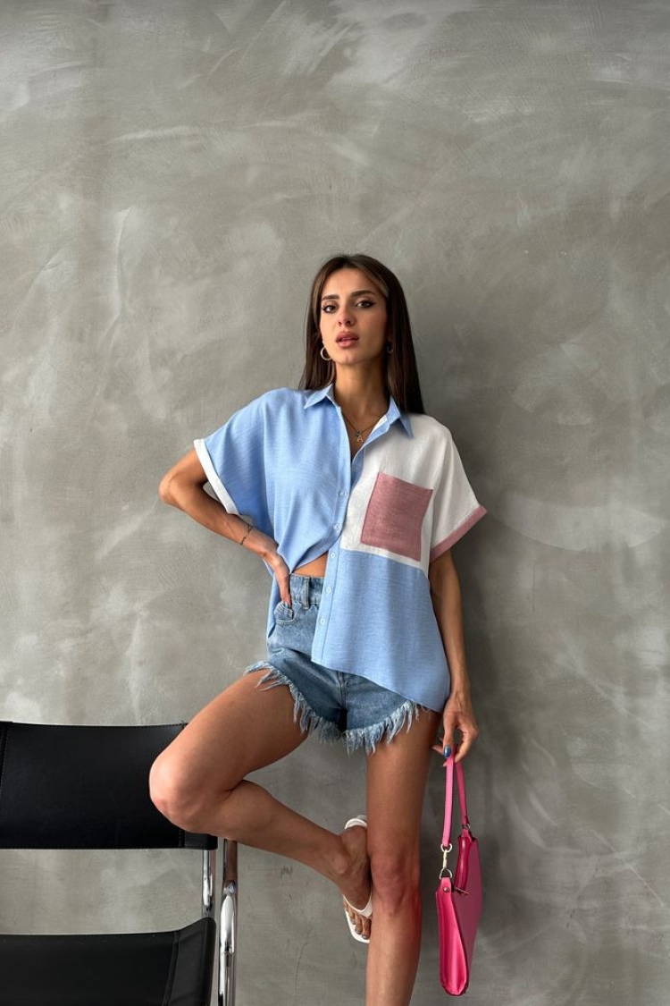 Blue Powder D 2530 Shirt With Front Pockets - Producer: Topshow - Wholesale Women Clothes - TheBS Women