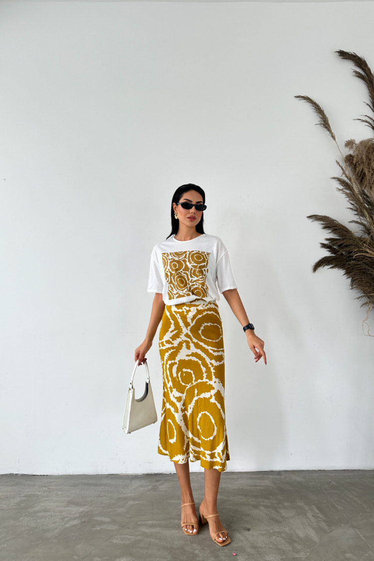 Ethnic Patterned Skirt With Elastic Waist - Producer: Fiori - Wholesale Women Clothes - TheBS Women