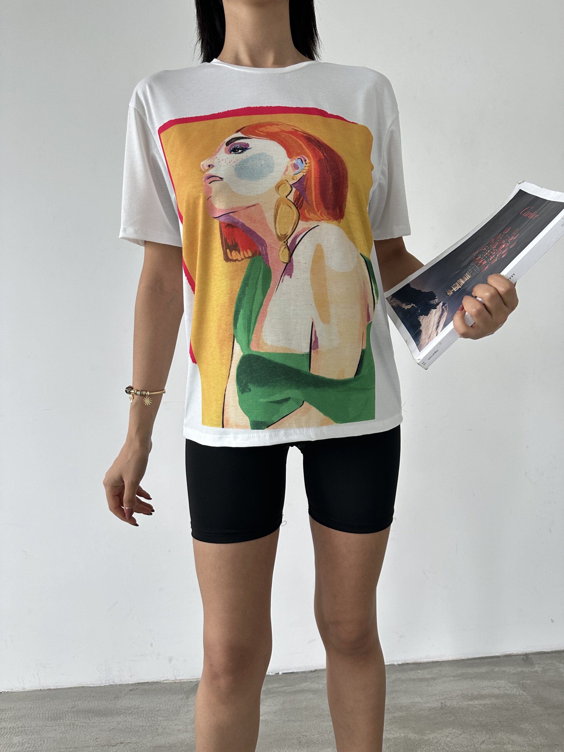 Girl's Contrast Printed T-shirt - Producer: Fiori - Wholesale Women Clothes - TheBS Women