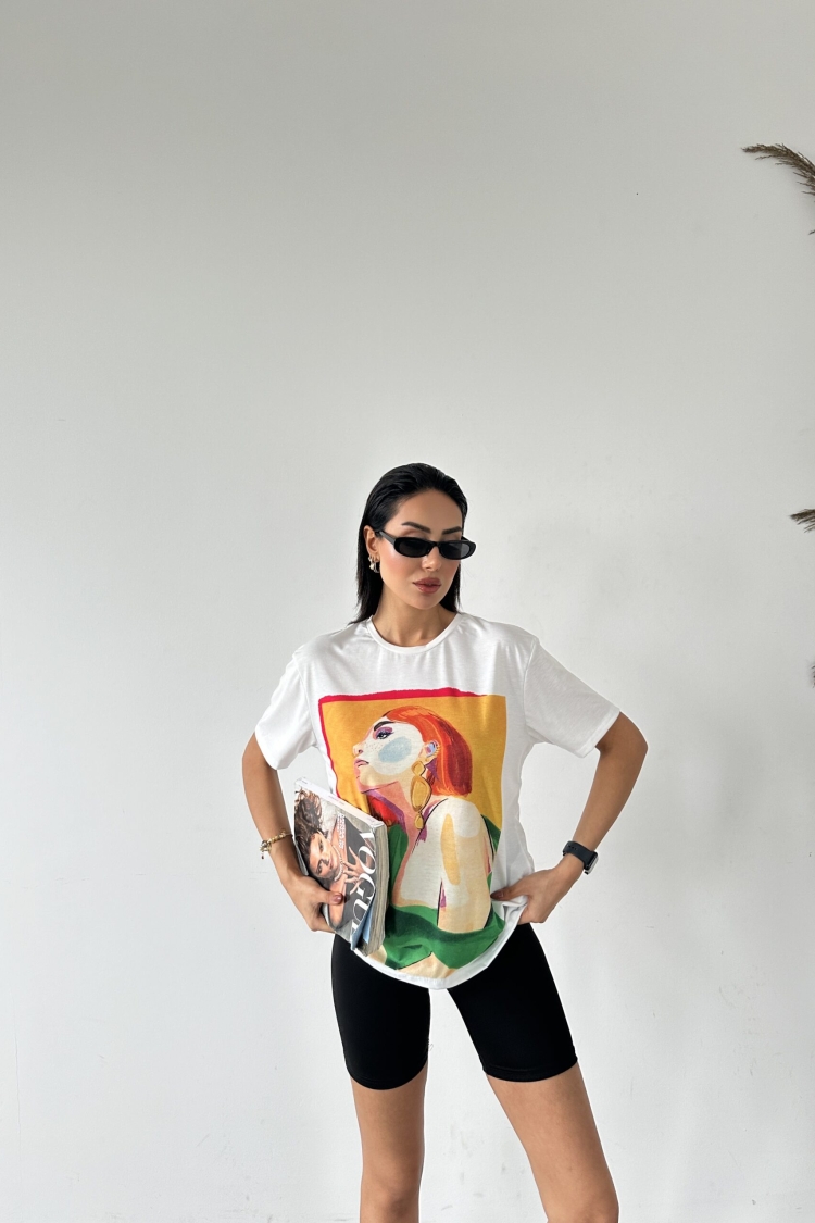 Girl's Contrast Printed T-shirt - Producer: Fiori - Wholesale Women Clothes - TheBS Women
