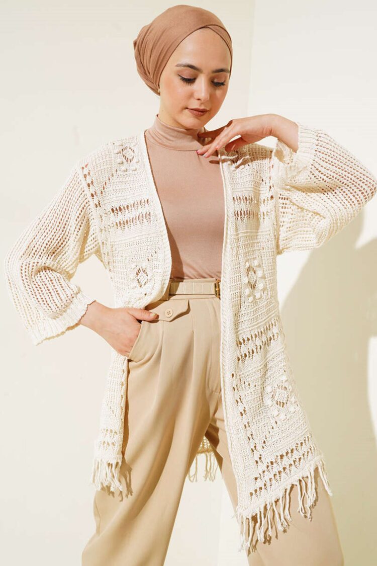Low Shoulder Knitwear Cardigan With Tassels At The Hem - Producer: Maxi Modena - Wholesale Women Clothes - TheBS Women