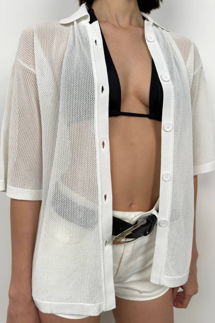 Polo Neck Mesh Blouse - Producer: Black Fashion - Wholesale Women Clothes - TheBS Women