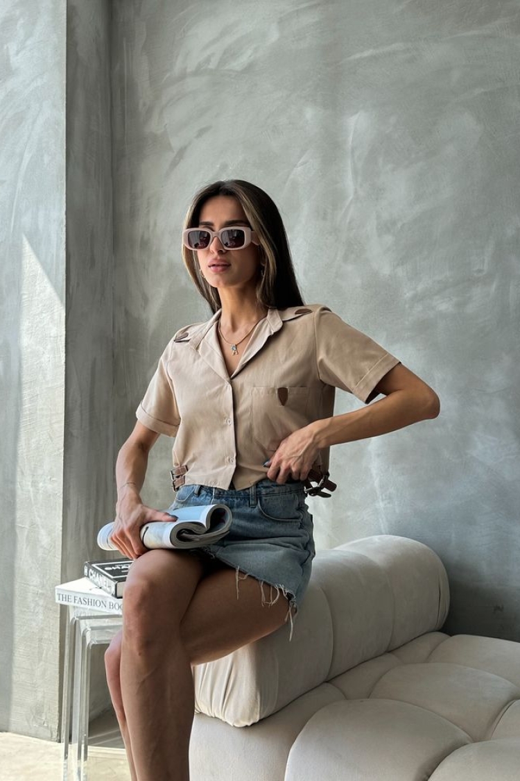 Belt Detailed Shirt - Producer: Topshow - Wholesale Women Clothes - TheBS Women