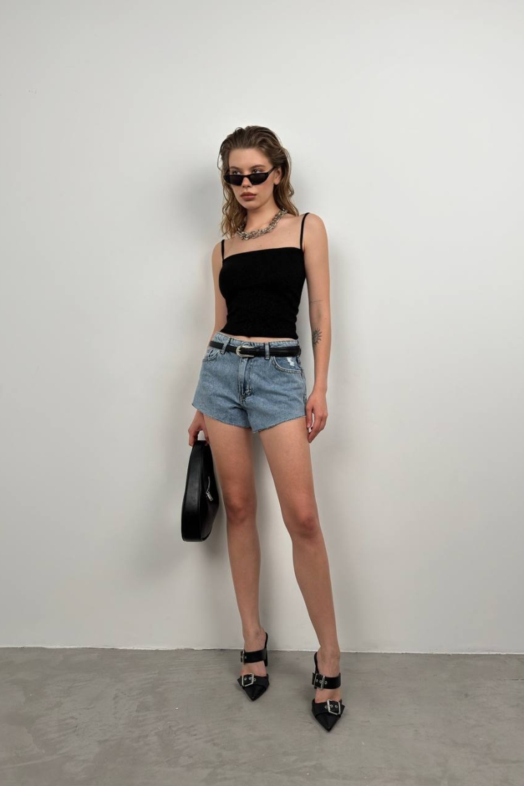 Strap Detail Shiny Knitwear Blouse - Producer: Black Fashion - Wholesale Women Clothes - TheBS Women