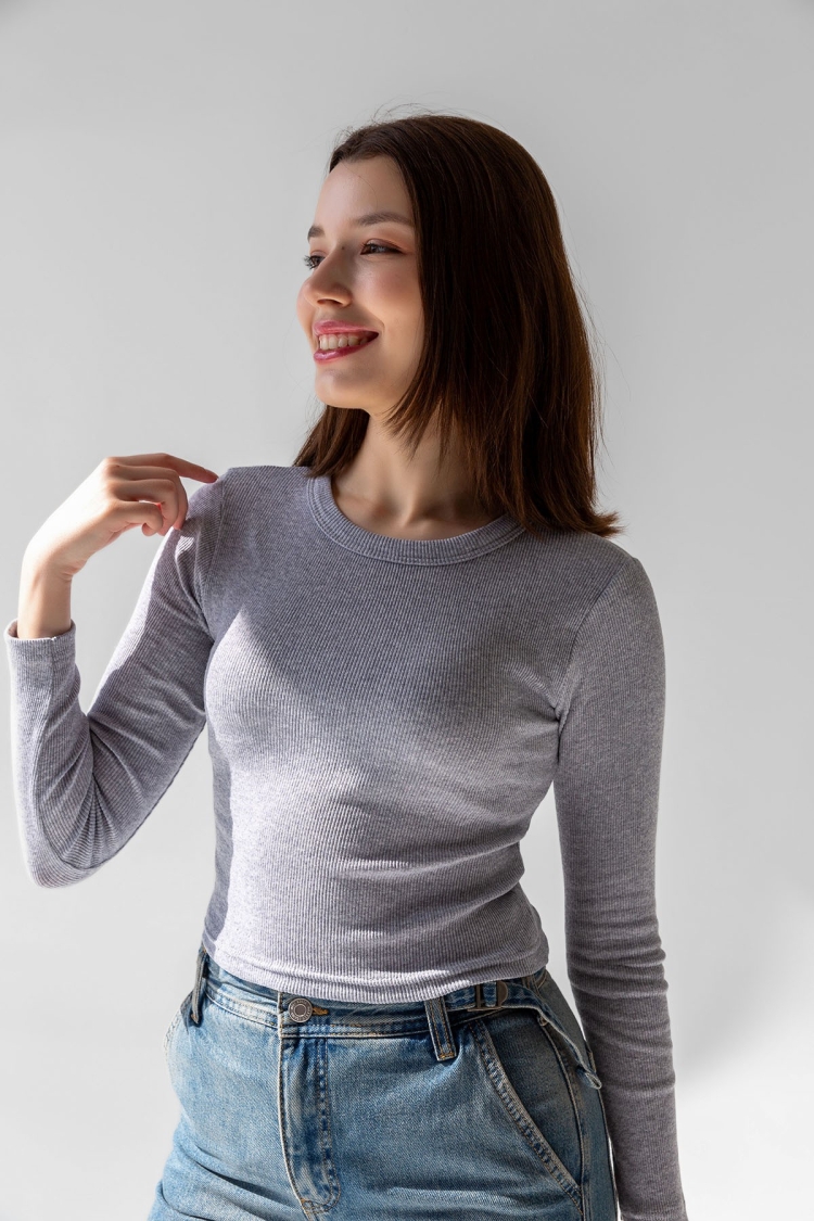 Long Sleeve Corduroy Blouse Crop Knitted T-shirt - Brand: la & vetta - Women & Kids, Baby Clothes Wholesale - TheBS Women