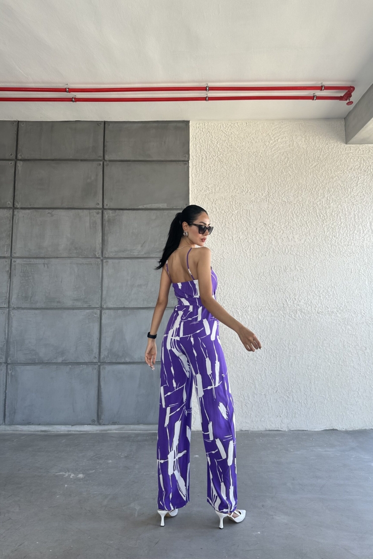 Patterned V-neck Strap Jumpsuit - Producer: Fiori - Wholesale Women Clothes - TheBS Women