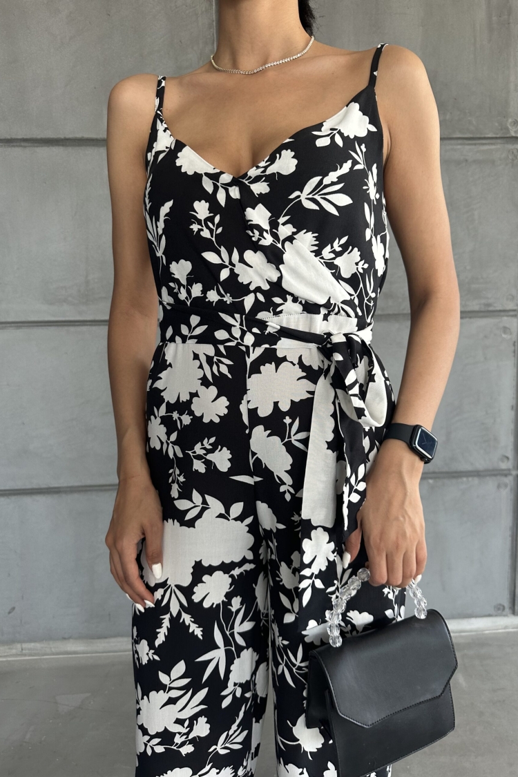 Patterned V-Neck Strap Jumpsuit - Producer: Fiori - Wholesale Women Clothes - TheBS Women