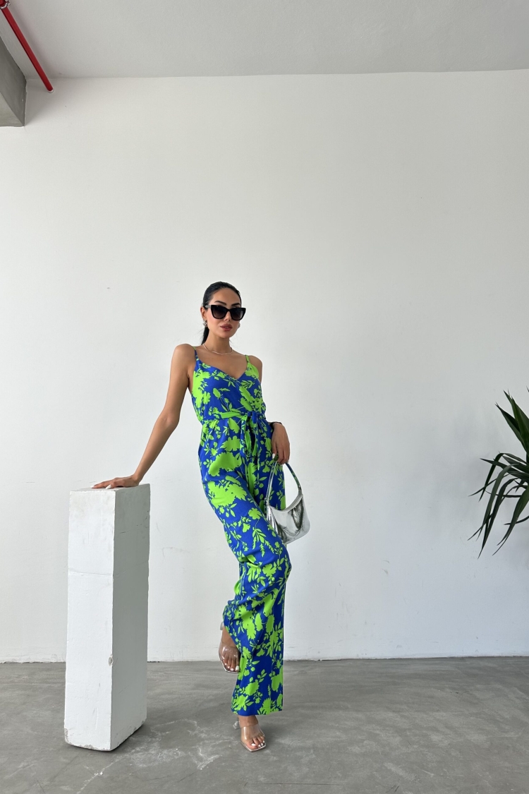 Patterned V-Neck Strap Jumpsuit - Producer: Fiori - Wholesale Women Clothes - TheBS Women