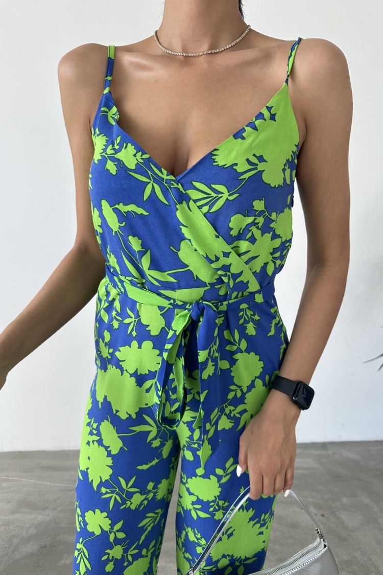 Patterned V-Neck Strap Jumpsuit - Producer: Fiori - Wholesale Women Clothes - TheBS Women