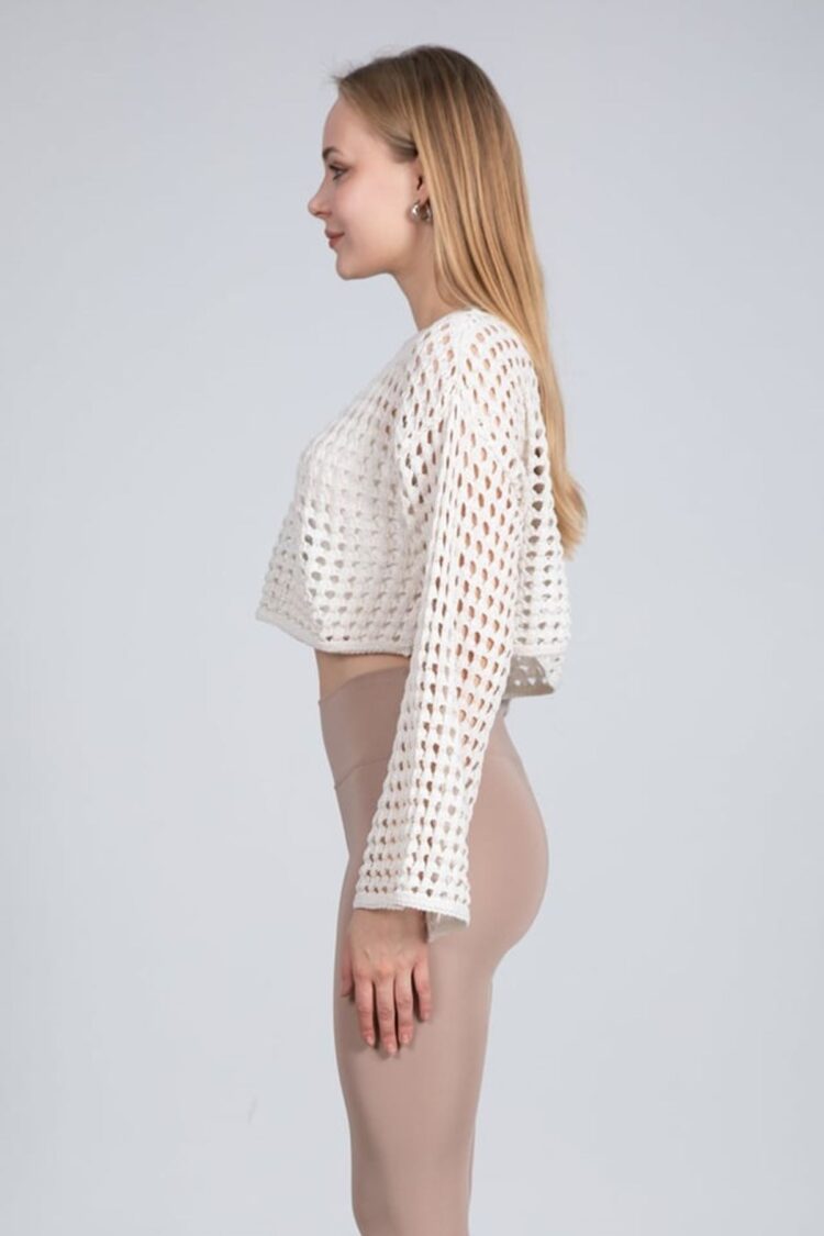 Crew Neck Openwork Crop Sweater - Producer: Maxi Modena - Wholesale Women Clothes - TheBS Women