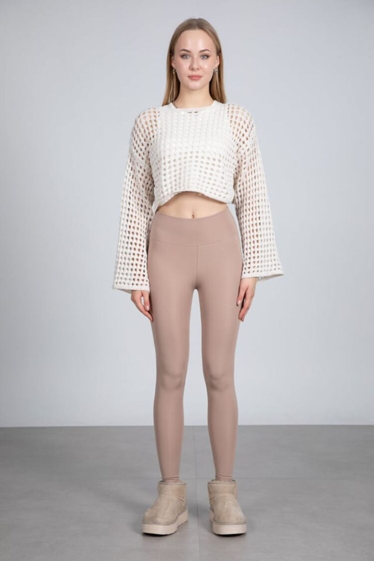 Crew Neck Openwork Crop Sweater - Producer: Maxi Modena - Wholesale Women Clothes - TheBS Women