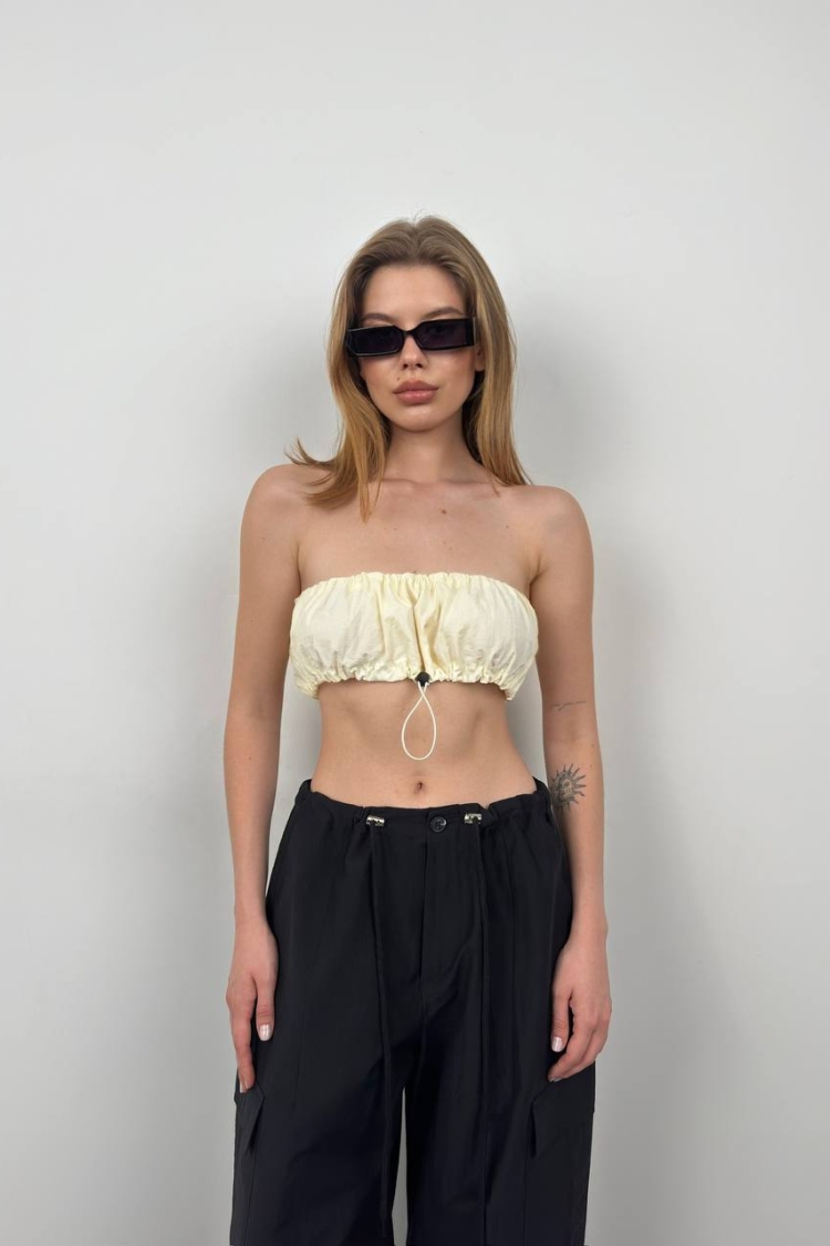 Elastic Detail Strapless Crop - Producer: Black Fashion - Wholesale Women Clothes - TheBS Women