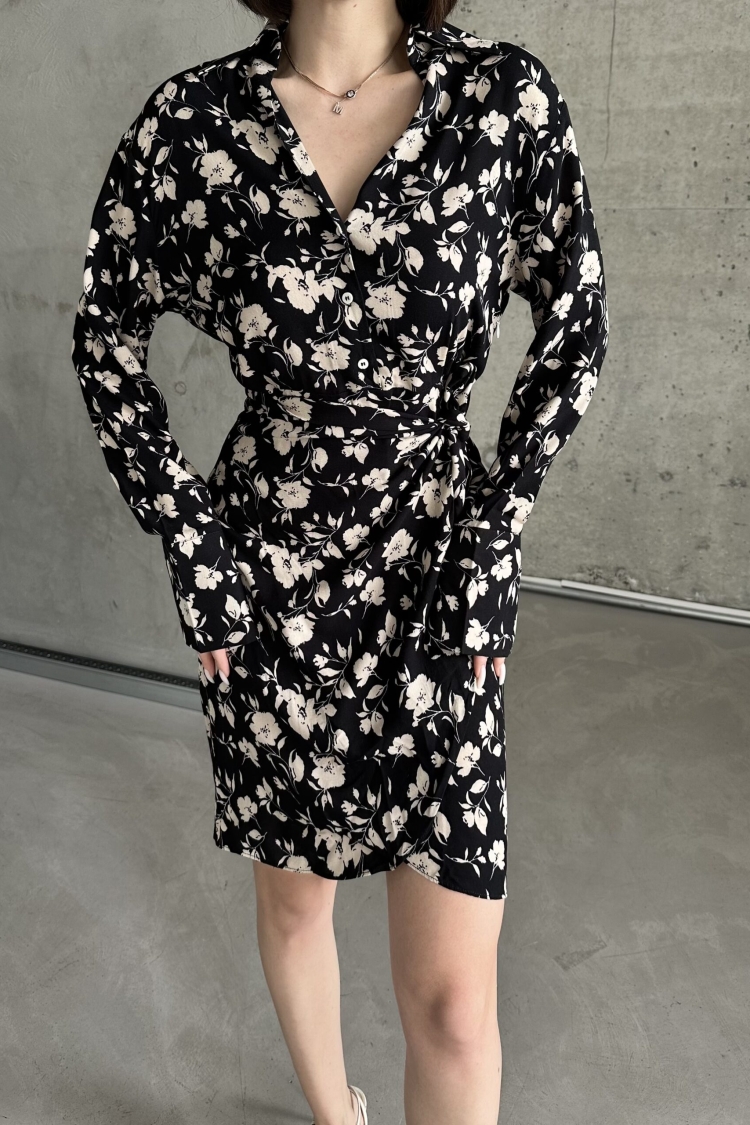 Tulip Collar Shirt Pattern Dress - Producer: My Fashion - Wholesale Women Clothes - TheBS Women