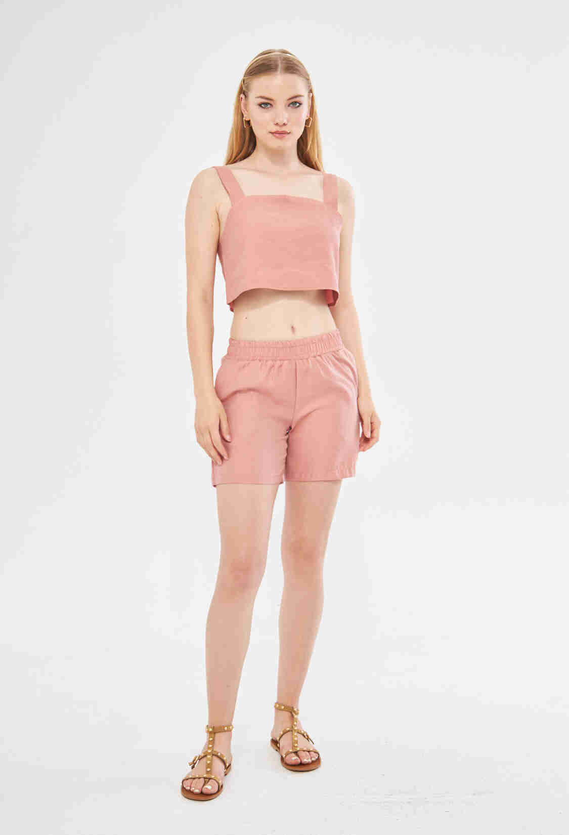 Linen Shorts - Pink - Brand: Evable - Women & Kids, Baby Clothes Wholesale - TheBS Women