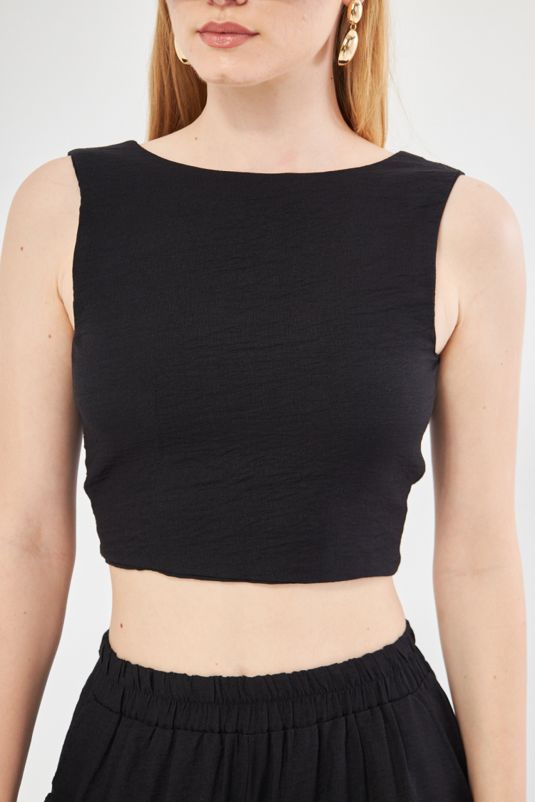 Comfy Closed Neck Open Back Belted Blouse In - Brand: Evable - Women & Kids, Baby Clothes Wholesale - TheBS Women