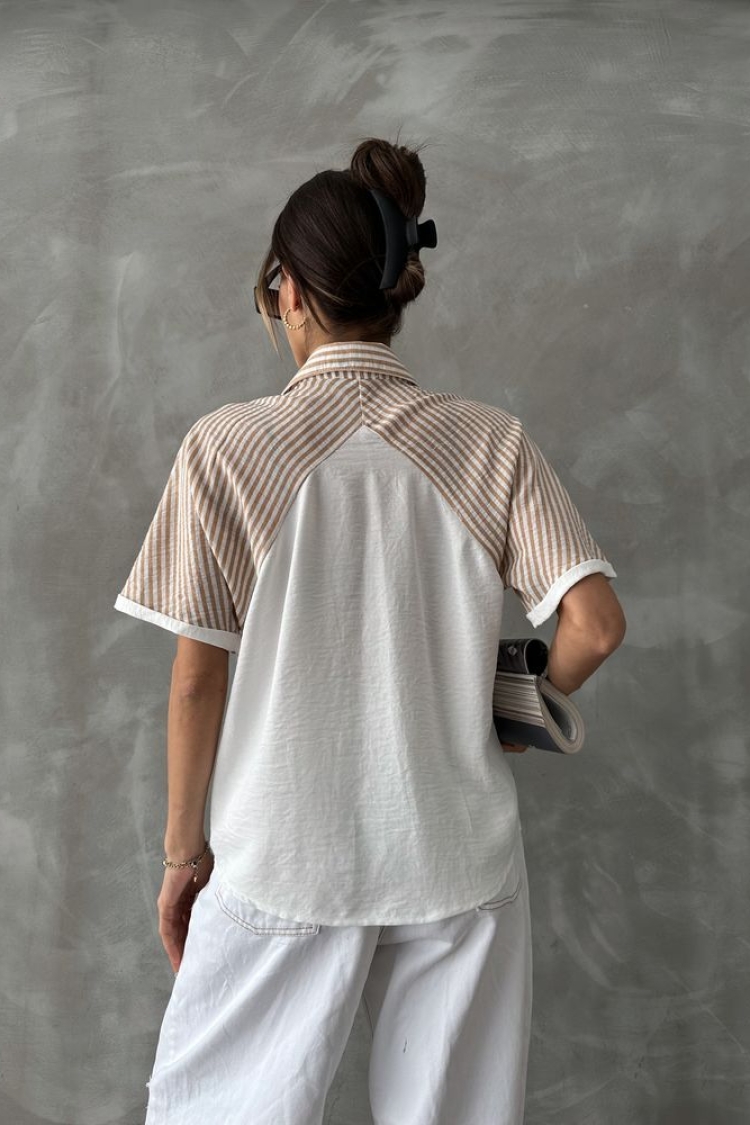 Line Detailed Low Sleeve Shirt - Producer: Topshow - Wholesale Women Clothes - TheBS Women