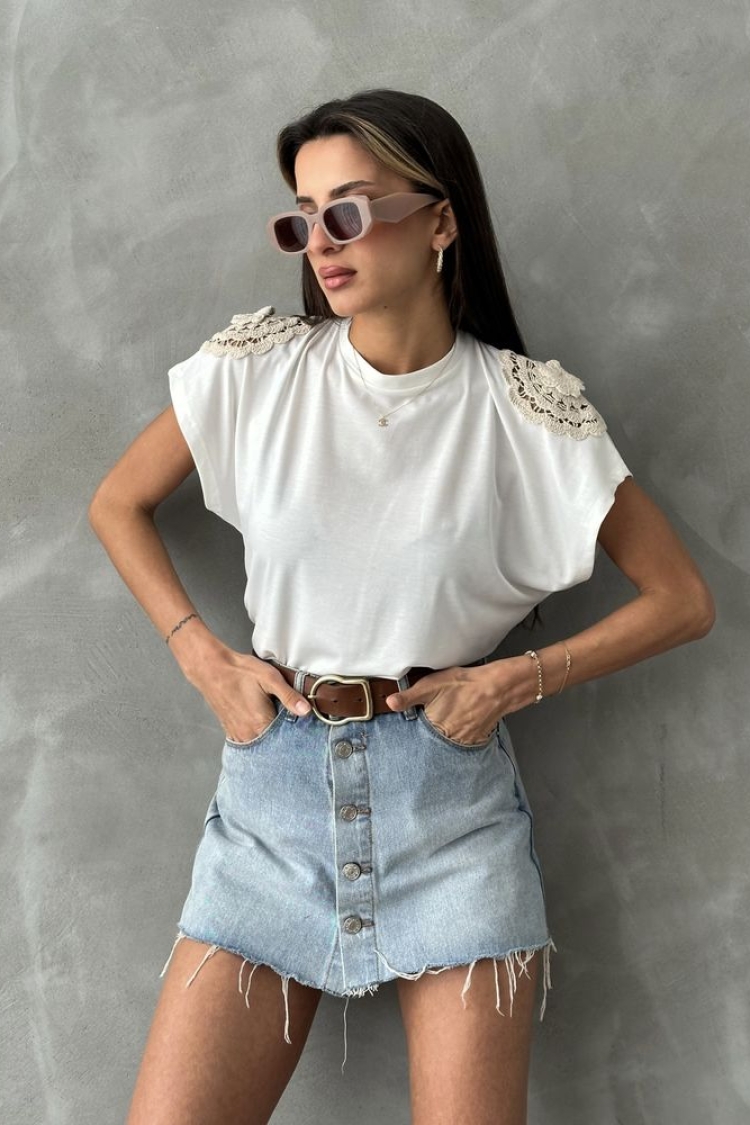 Shoulder Lace T-shirt - Producer: Topshow - Wholesale Women Clothes - TheBS Women