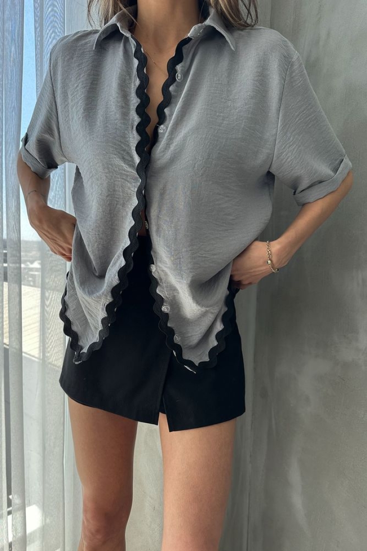 Gray D 2615 Shirt With Stone Detail - Producer: Topshow - Wholesale Women Clothes - TheBS Women