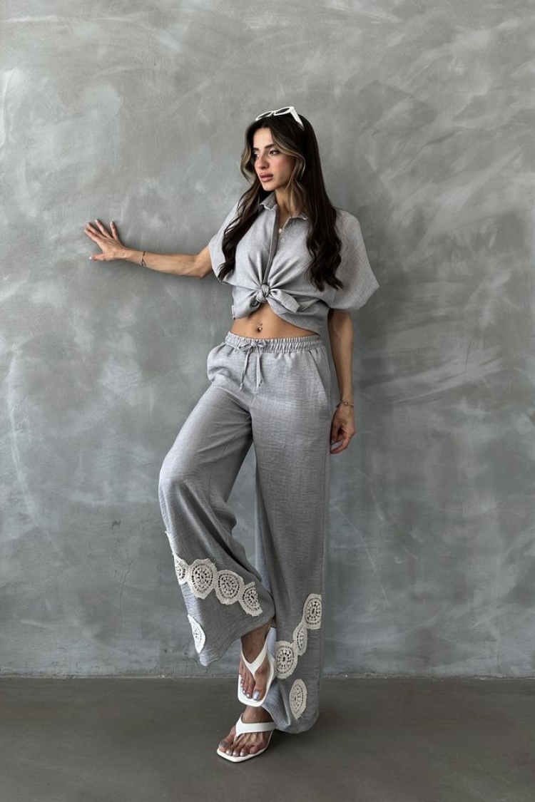 Gray D 2441 Lace-up Trousers - Producer: Topshow - Wholesale Women Clothes - TheBS Women