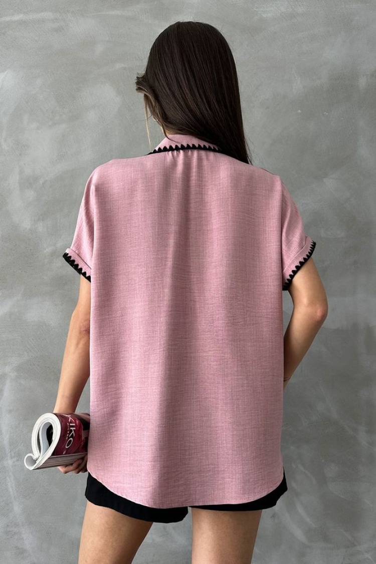 Powder Shepherd Stitched Linen Shirt - Producer: Topshow - Wholesale Women Clothes - TheBS Women