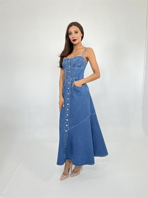 Denim Dress - Blue - Producer: Fame - Wholesale Women Clothes - TheBS Women