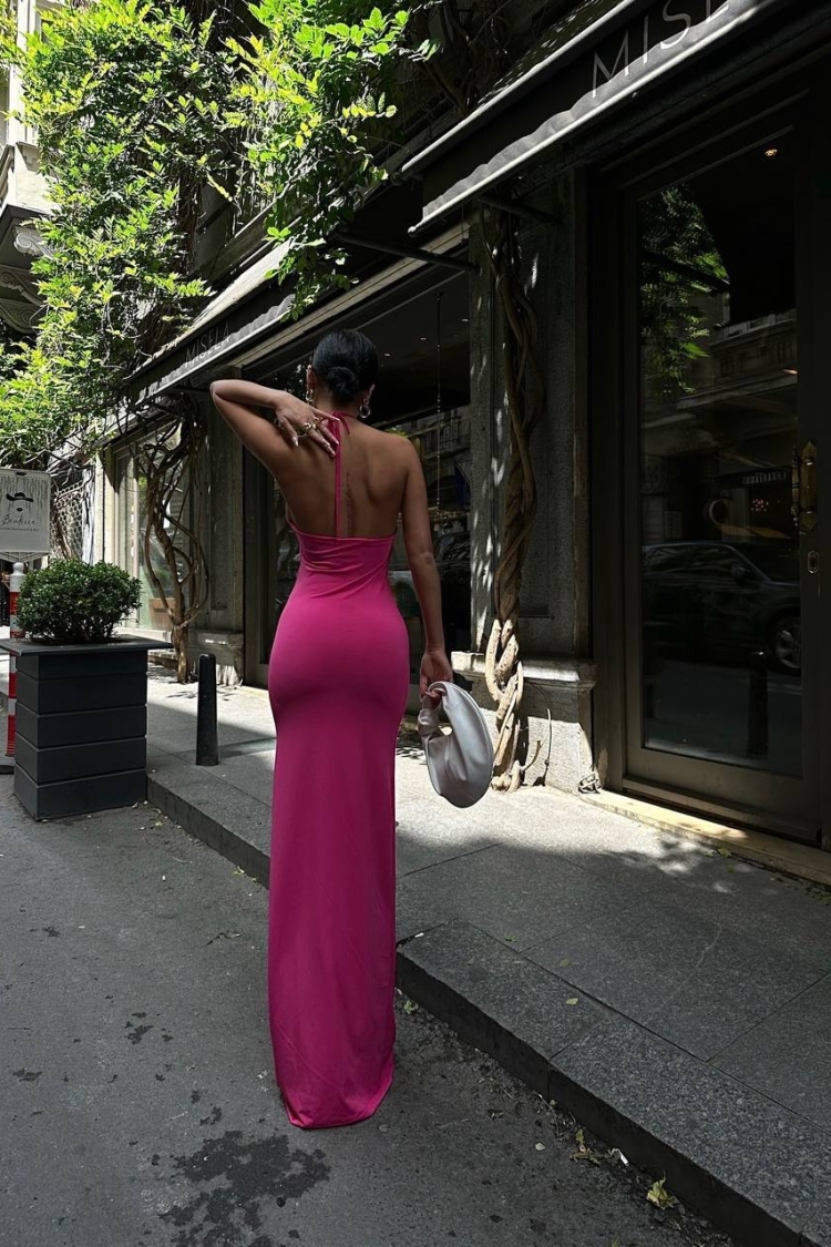Halter NeckBackless Maxi Length Sandy Dress - Producer: Fiori - Wholesale Women Clothes - TheBS Women
