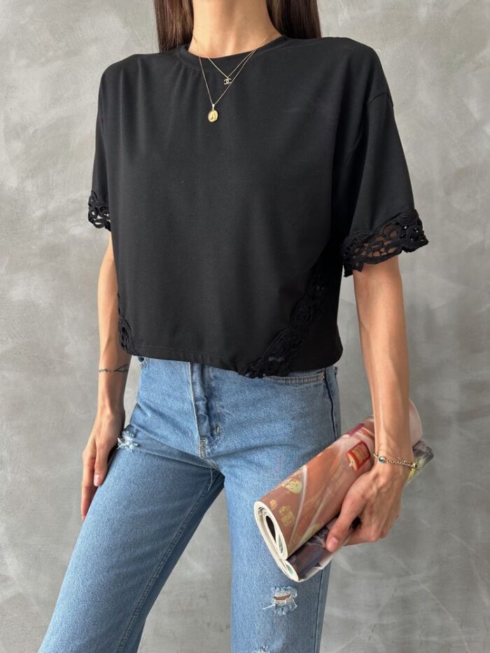 Lace Detailed T-Shirt - Producer: Topshow - Wholesale Women Clothes - TheBS Women