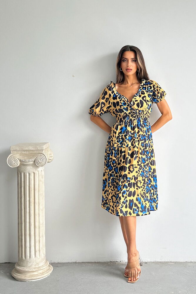 Leopard Saks Patterned Long Dress - Producer: Topshow - Wholesale Women Clothes - TheBS Women