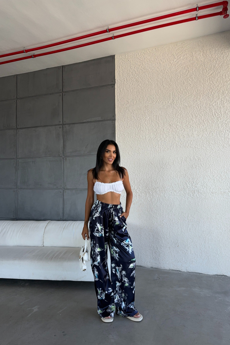 Satin Trousers With Elastic Waist - Producer: Fiori - Wholesale Women Clothes - TheBS Women