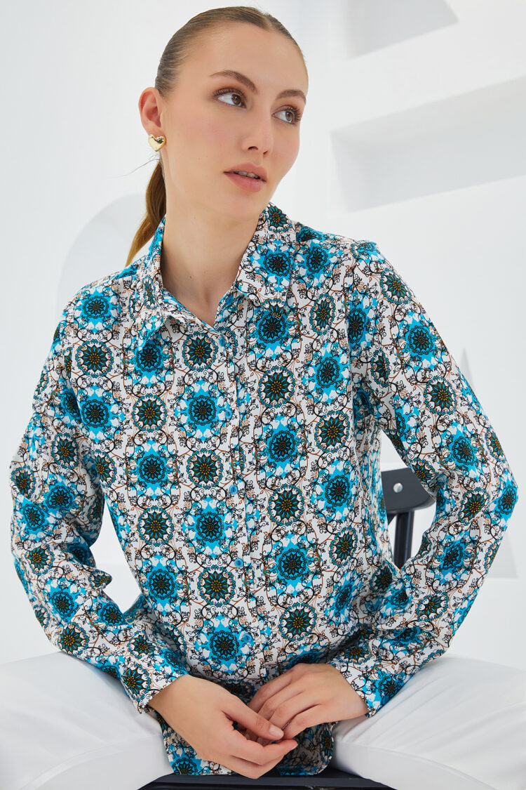 Graphic Patterned Shirt - B.blue - Producer: Bigdart - Wholesale Women Clothes - TheBS Women