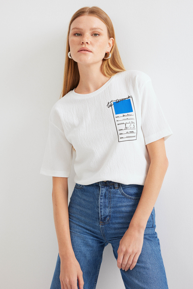 Printed Knitted Basic T-Shirt - Producer: Bigdart - Wholesale Women Clothes - TheBS Women