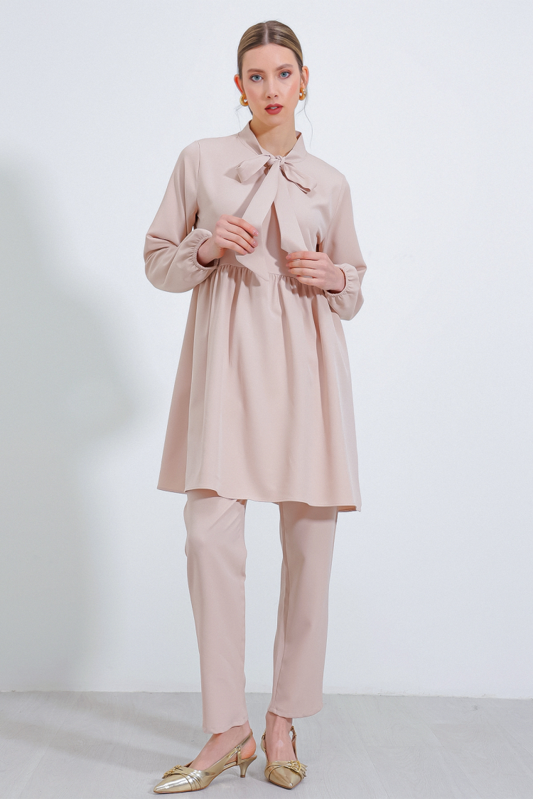 Cream Knitted Trousers Tunic Bottom Top Set 6654 - Producer: Bigdart - Wholesale Women Clothes - TheBS Women