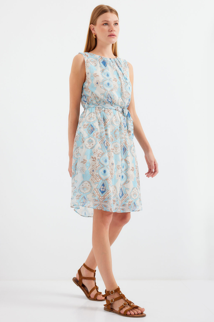 Patterned Zero Sleeve Chiffon Dress - Producer: Bigdart - Wholesale Women Clothes - TheBS Women