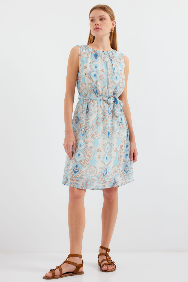 Patterned Zero Sleeve Chiffon Dress - Producer: Bigdart - Wholesale Women Clothes - TheBS Women