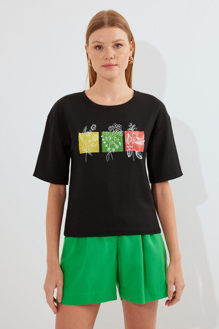 Printed Knitted Basic T-Shirt - Producer: Bigdart - Wholesale Women Clothes - TheBS Women