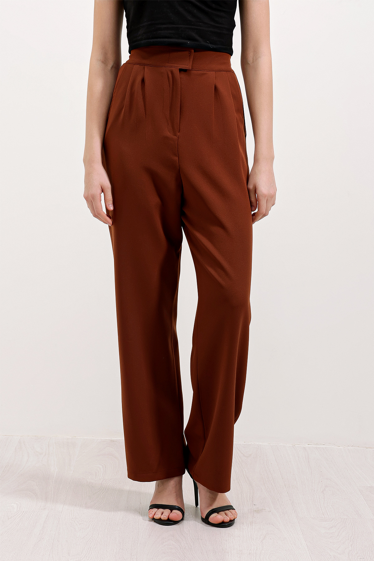Brown High Waist Fabric Trousers 6612 - Producer: Bigdart - Wholesale Women Clothes - TheBS Women