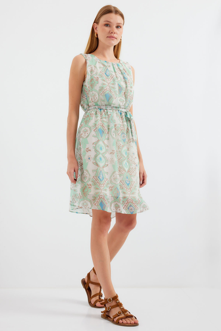 Patterned Zero Sleeve Chiffon Dress - Producer: Bigdart - Wholesale Women Clothes - TheBS Women