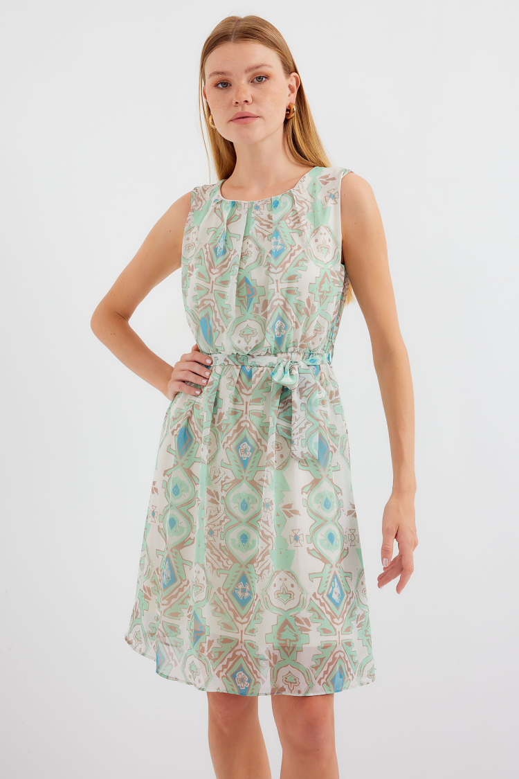 Patterned Zero Sleeve Chiffon Dress - Producer: Bigdart - Wholesale Women Clothes - TheBS Women