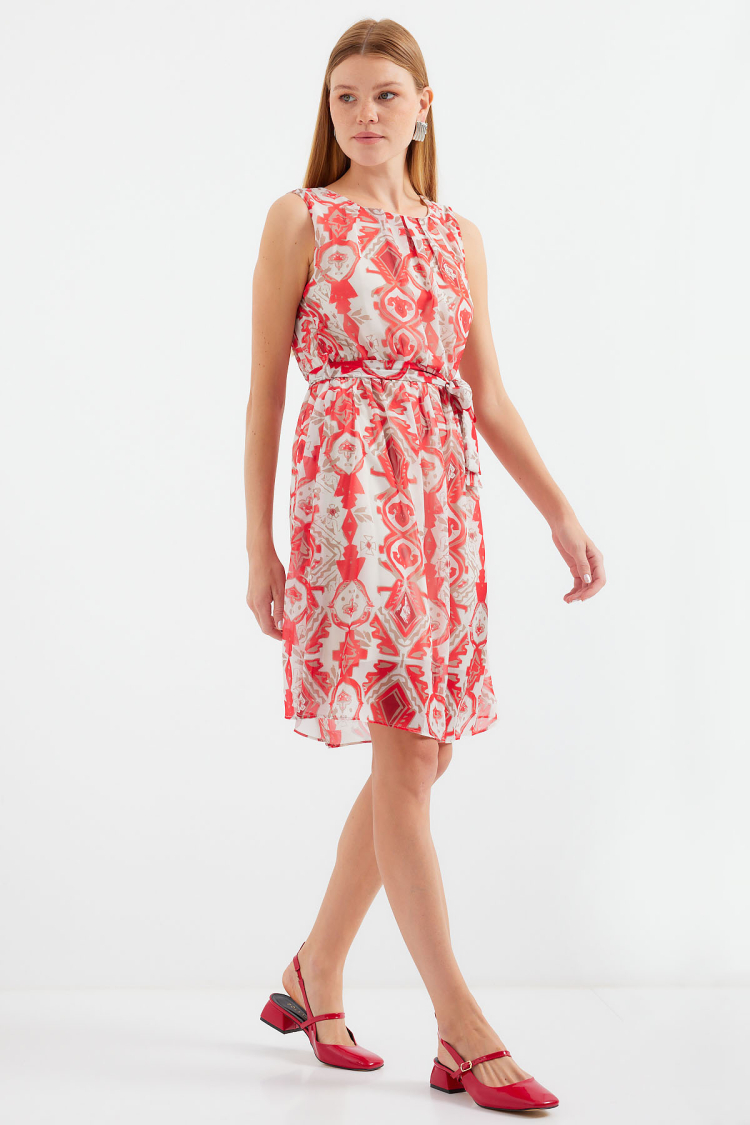 Patterned Zero Sleeve Chiffon Dress - Producer: Bigdart - Wholesale Women Clothes - TheBS Women
