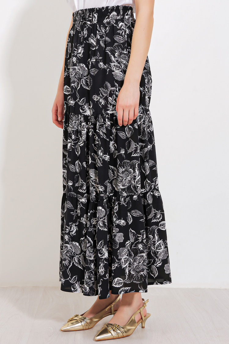 Black Patterned Long Viscose Skirt 1898 - Producer: Bigdart - Wholesale Women Clothes - TheBS Women