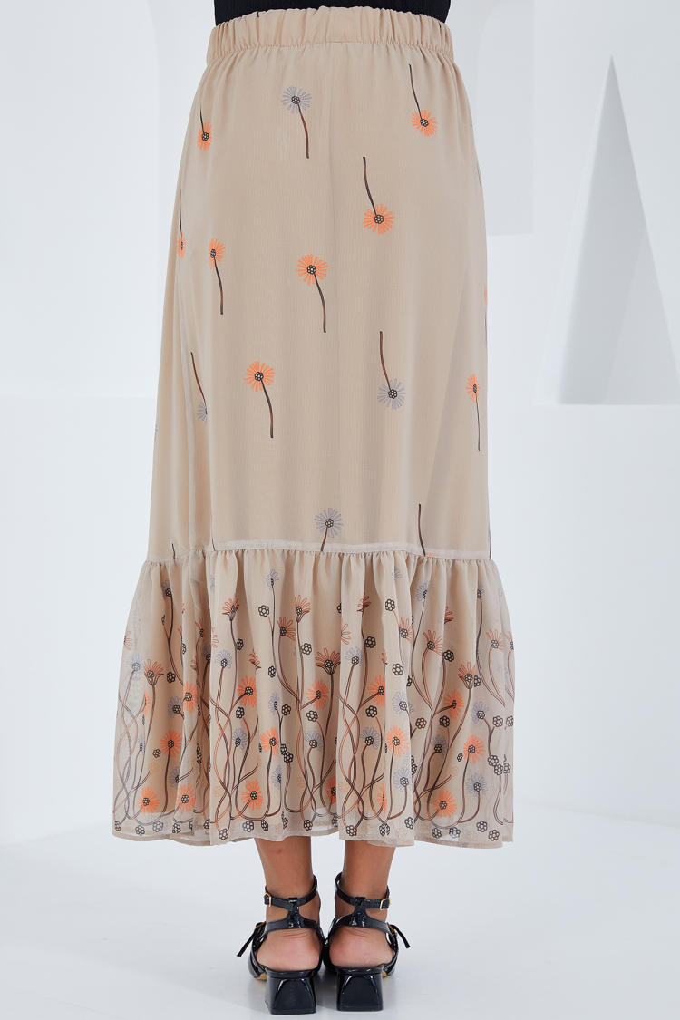 Cream Patterned Chiffon Skirt 8010 - Producer: Bigdart - Wholesale Women Clothes - TheBS Women