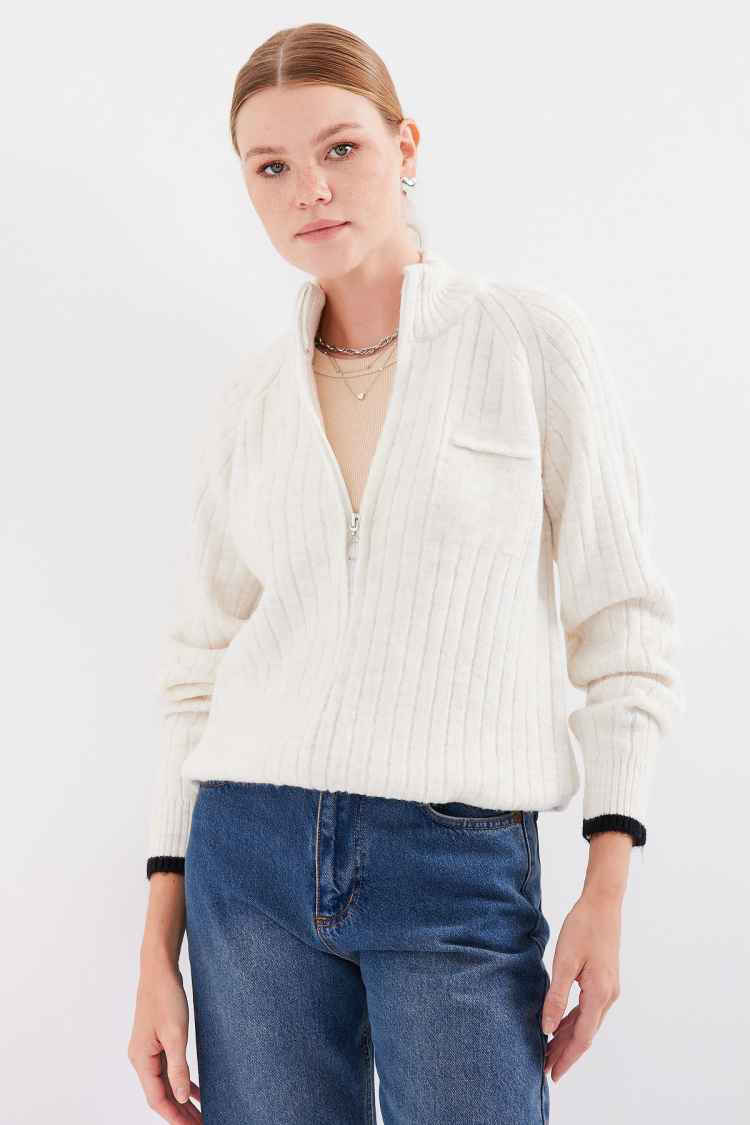 Zippered Knitwear Cardigan - Brand: Bigdart - Women & Kids, Baby Clothes Wholesale - TheBS Women