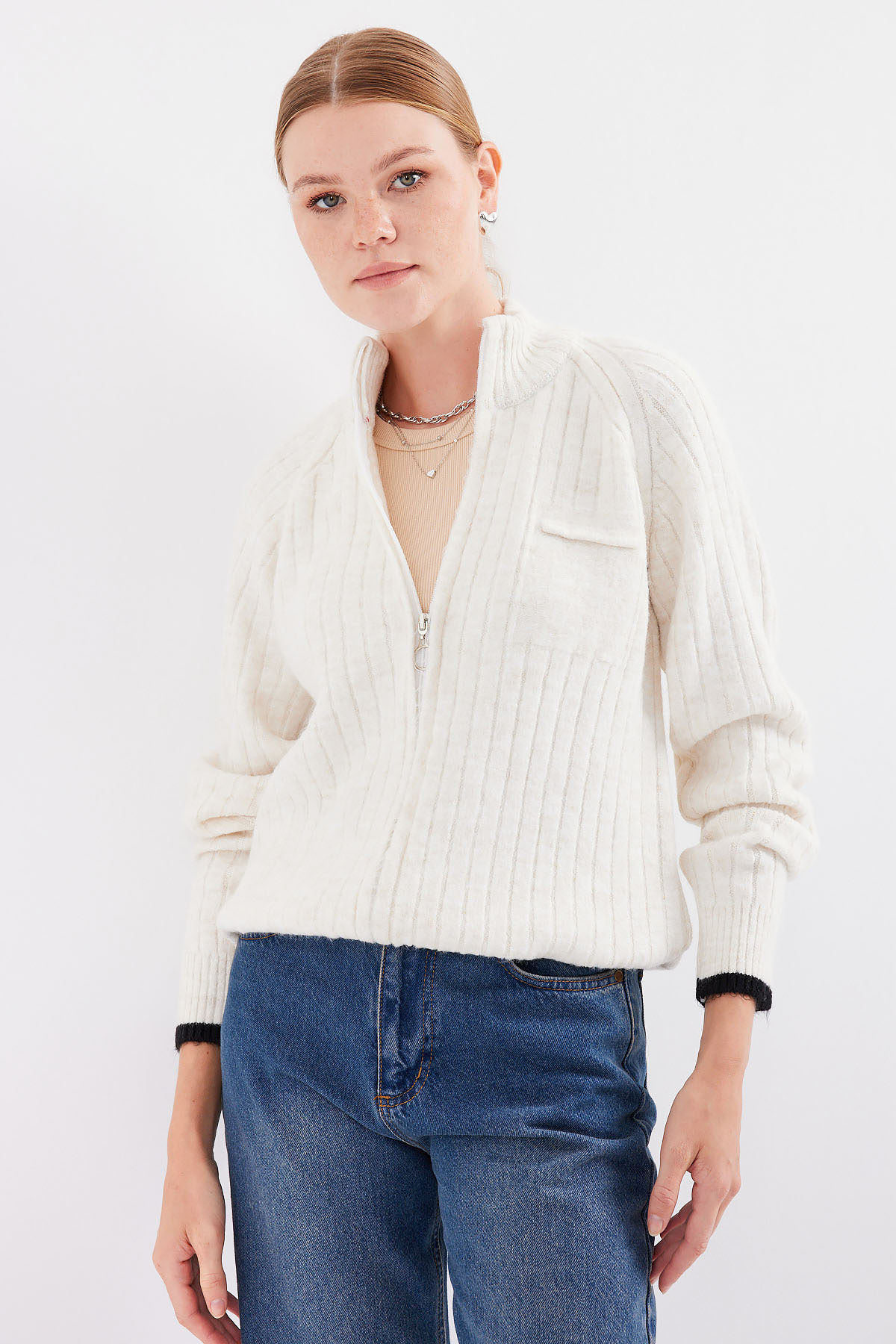 Zippered Knitwear Cardigan - Producer: Bigdart - Wholesale Women Clothes - TheBS Women